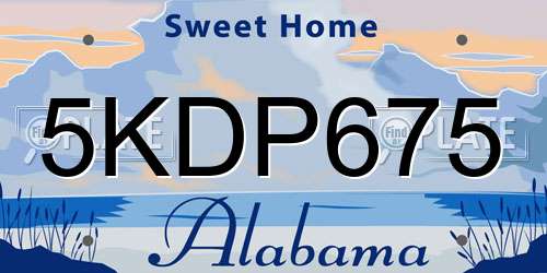 5KDP675 Alabama License Plate