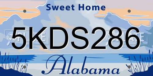 5KDS286 Alabama License Plate