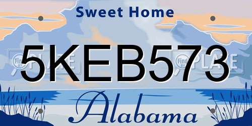 5KEB573 Alabama License Plate