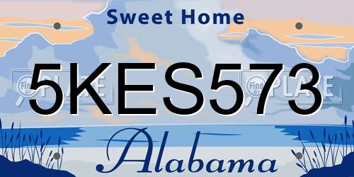 5KES573 Alabama License Plate