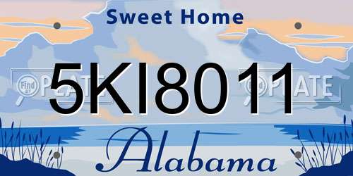 5KI8011 Alabama License Plate