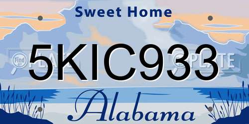 5KIC933 Alabama License Plate