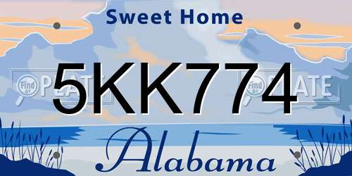 5KK774 Alabama License Plate
