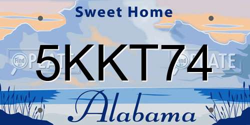 5KKT74 Alabama License Plate
