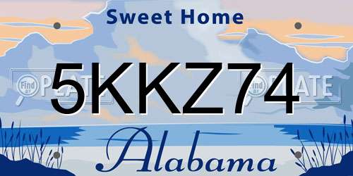 5KKZ74 Alabama License Plate