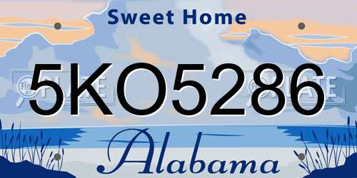 5KO5286 Alabama License Plate