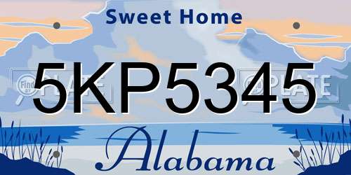 5KP5345 Alabama License Plate