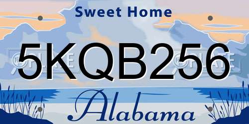5KQB256 Alabama License Plate