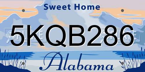 5KQB286 Alabama License Plate
