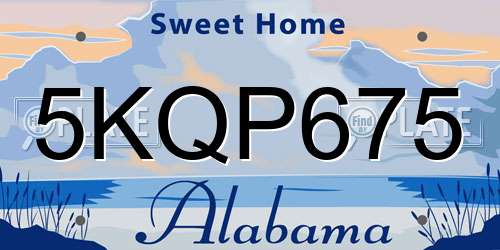 5KQP675 Alabama License Plate