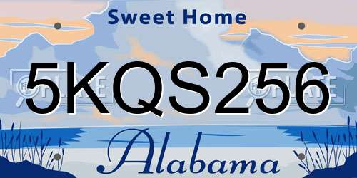 5KQS256 Alabama License Plate