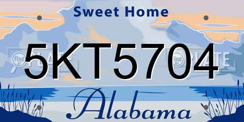 5KT5704 Alabama License Plate