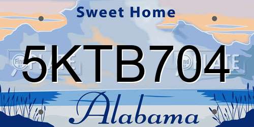 5KTB704 Alabama License Plate
