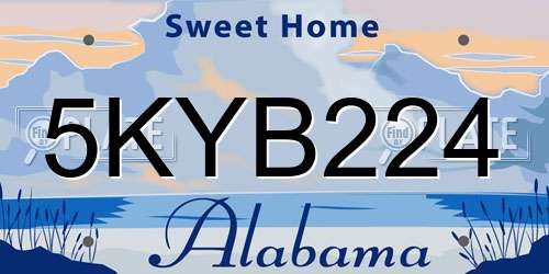 5KYB224 Alabama License Plate