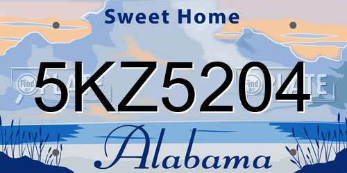 5KZ5204 Alabama License Plate