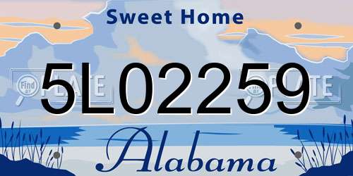 5L02259 Alabama License Plate