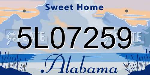 5L07259 Alabama License Plate