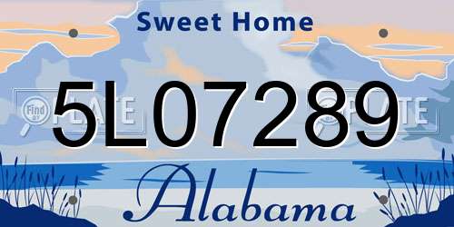 5L07289 Alabama License Plate