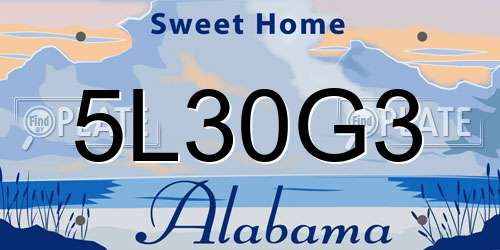 5L30G3 Alabama License Plate