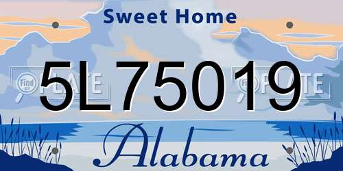 5L75019 Alabama License Plate
