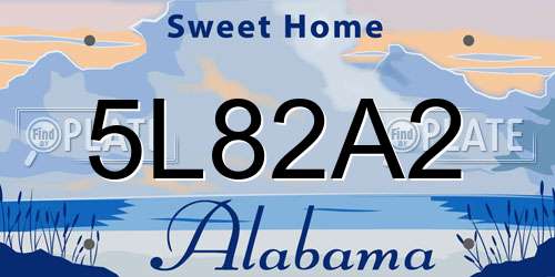 5L82A2 Alabama License Plate
