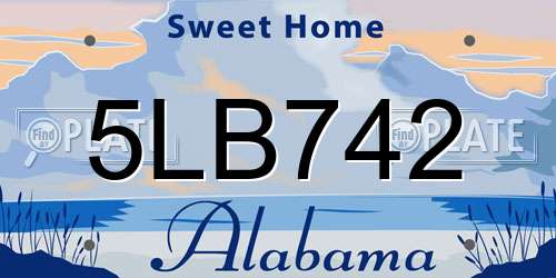 5LB742 Alabama License Plate
