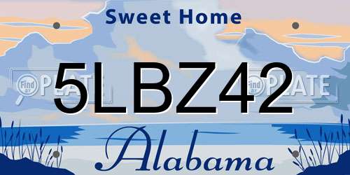 5LBZ42 Alabama License Plate