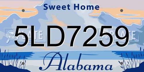 5LD7259 Alabama License Plate