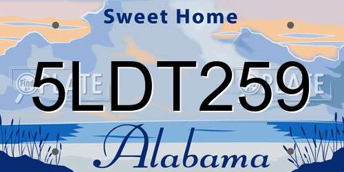 5LDT259 Alabama License Plate