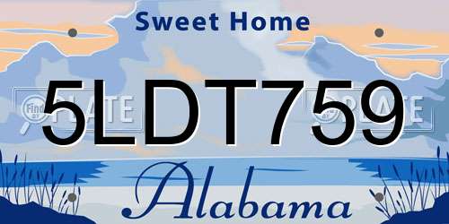 5LDT759 Alabama License Plate