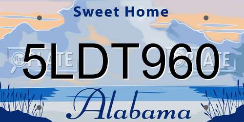 5LDT960 Alabama License Plate
