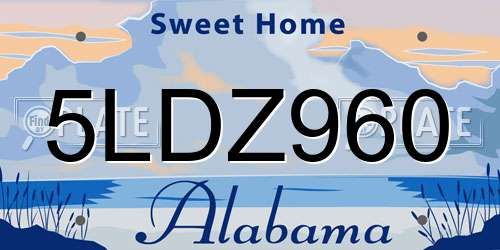5LDZ960 Alabama License Plate