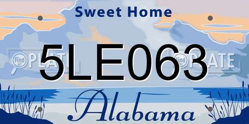 5LE063 Alabama License Plate