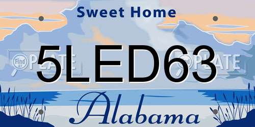 5LED63 Alabama License Plate