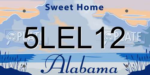 5LEL12 Alabama License Plate