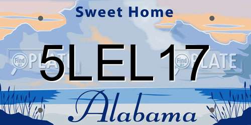 5LEL17 Alabama License Plate
