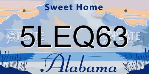 5LEQ63 Alabama License Plate