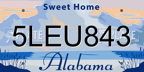 5LEU843 Alabama License Plate