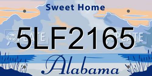 5LF2165 Alabama License Plate