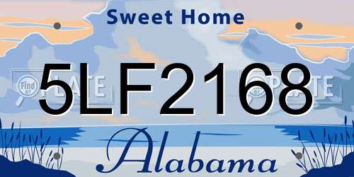 5LF2168 Alabama License Plate
