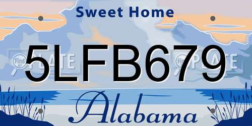 5LFB679 Alabama License Plate