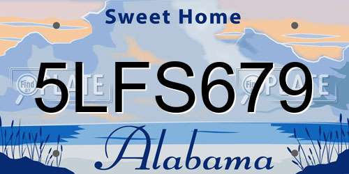 5LFS679 Alabama License Plate