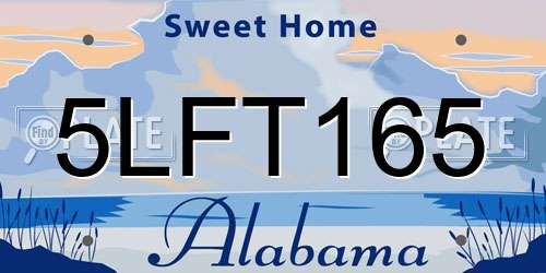 5LFT165 Alabama License Plate