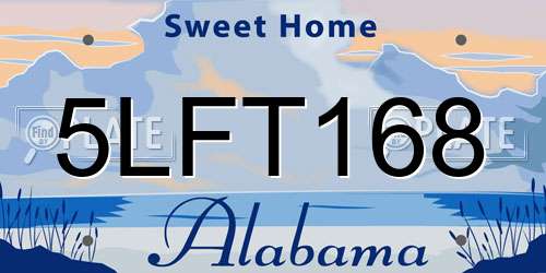 5LFT168 Alabama License Plate