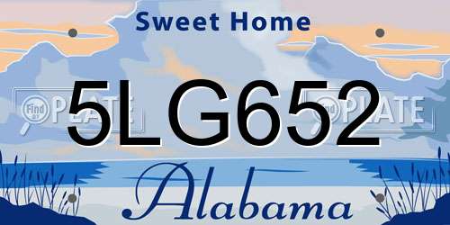 5LG652 Alabama License Plate