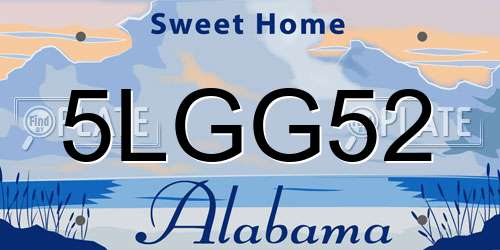 5LGG52 Alabama License Plate