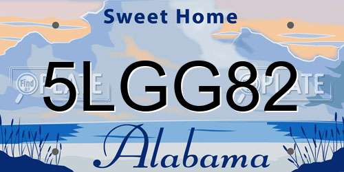 5LGG82 Alabama License Plate