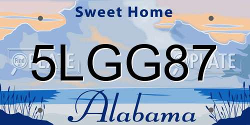 5LGG87 Alabama License Plate