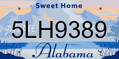 5LH9389 Alabama License Plate