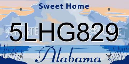5LHG829 Alabama License Plate